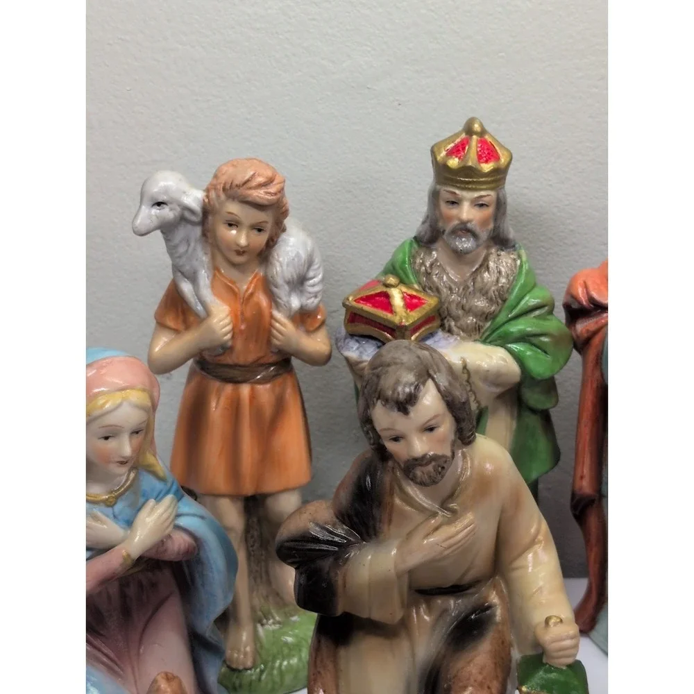 Vintage Homco Home Interiors Porcelain Figurine Complete Nativity Set 9pc #5216